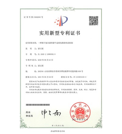 實(shí)用新型專利證書